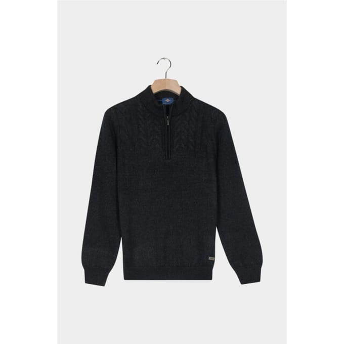 Baileys Trui Half Zip Single Stitch Top Front Cable Design Navy / male