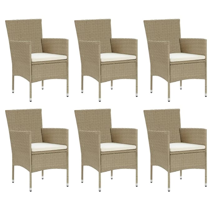 vidaXL - 7-delige - Tuinset - met - kussens - poly - rattan - beige