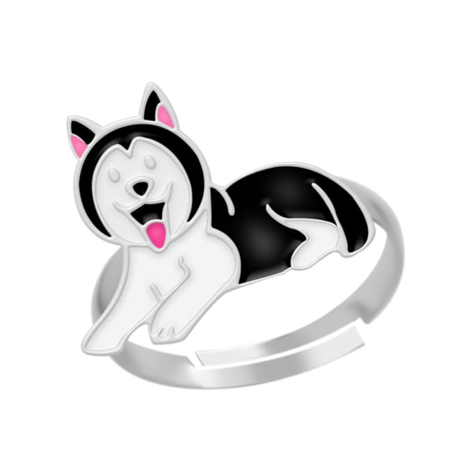 Zilveren kinderring - husky design - 925 zilver - meisjes