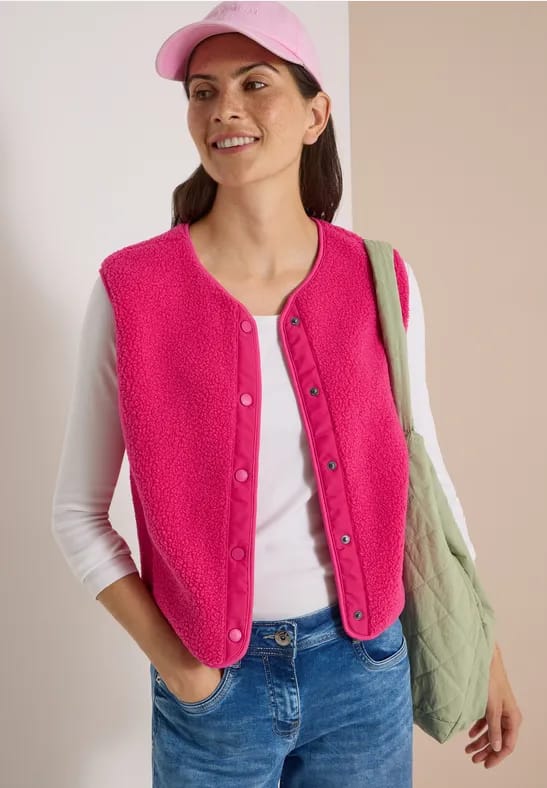 Teddy bodywarmer met softshelldetails
