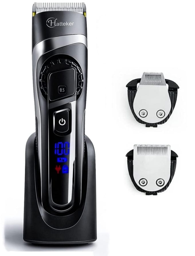 HATTEKER 3-in-1 Tondeuse – Professionele Haarknipper, Baardtrimmer en Precisietrimmer – LED Display