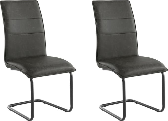 Mitzi-Eetkamerstoel - Set van 2 - Antraciet PU