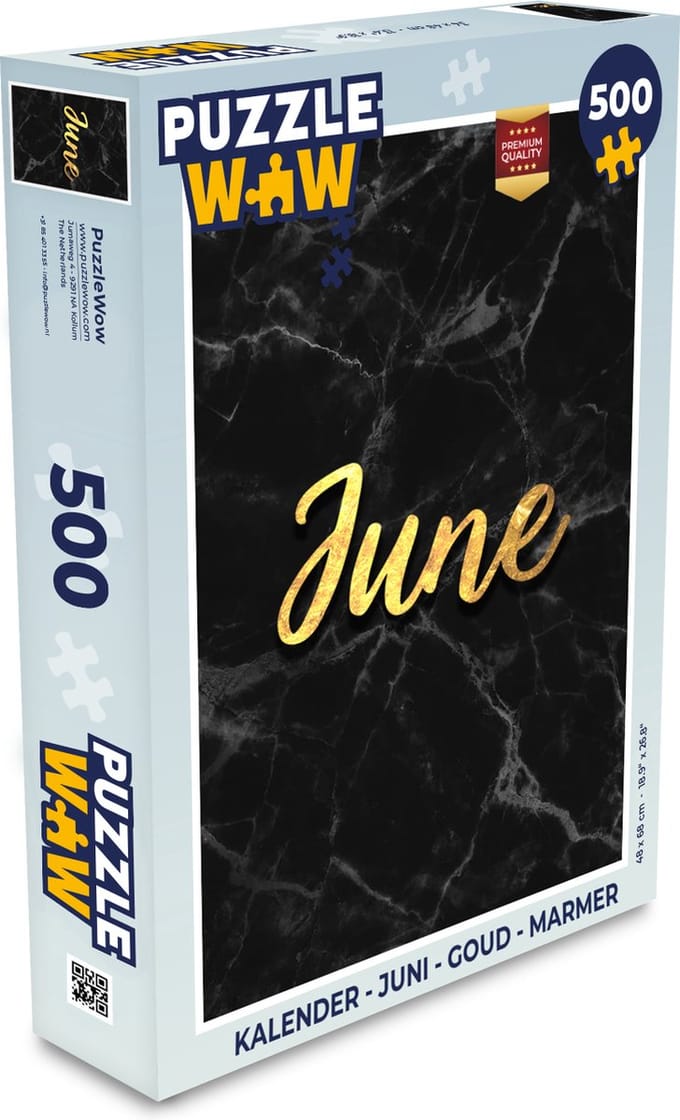Puzzel Kalender - Juni - Goud - Marmer print - Legpuzzel - Puzzel 500 stukjes