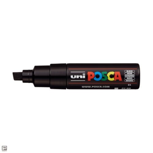 Posca marker met schuine punt schrijfdikte breed zwart