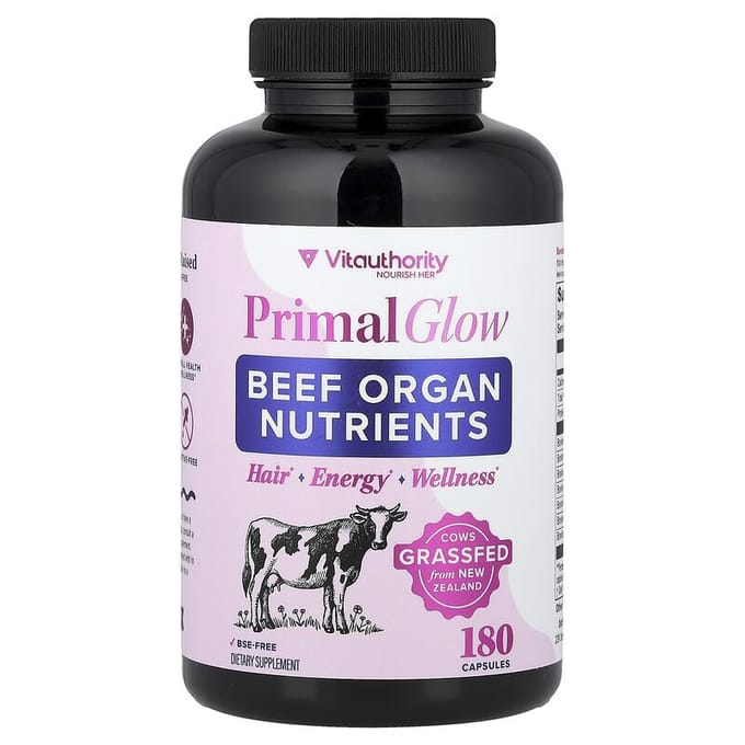Primal Glow, Rundvlees Orgaan Voedingsstoffen, 180 Capsules