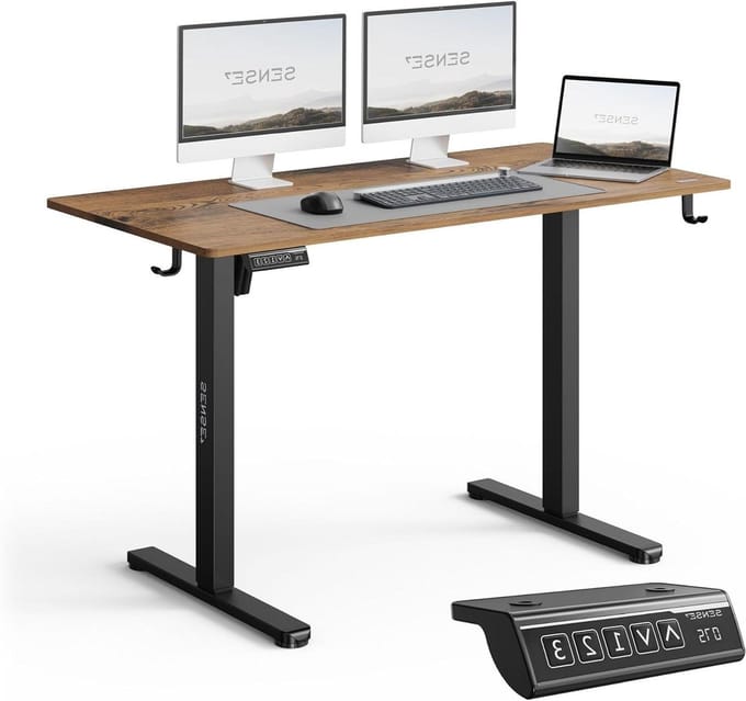 Elektrisch Bureau - Verstelbaar Bureau - Ergonomisch Werken - Geheugenfunctie - 120x60cm - Zwart Eiken