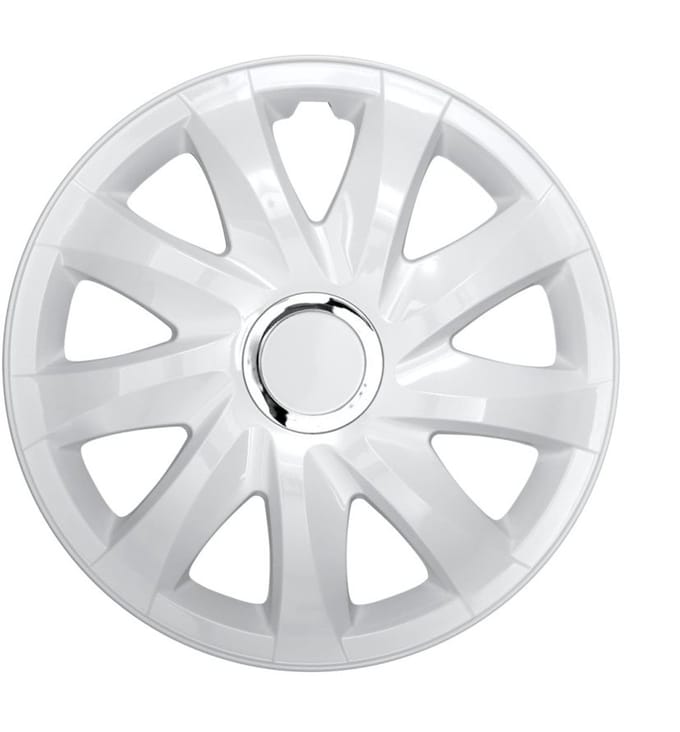 Universele wieldoppen 16" NRM DRIFT wit lak opdruk 4 stuks