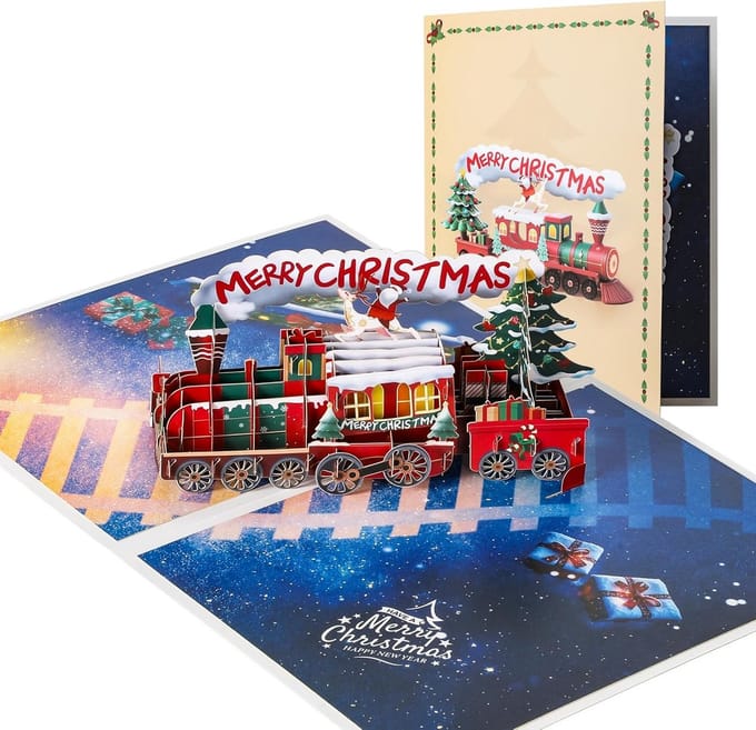 3D Pop-Up Kerstkaart met Envelop - Feestelijk Kerstmodel