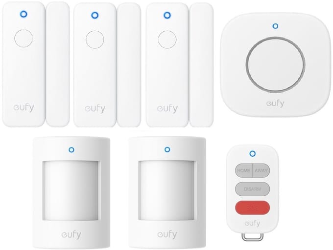 eufy Slim Beveiligingsset XL E20｜3× Deursensor + 2× Bewegingssensor + Sirene + Key Fob ( Vereist HomeBase)