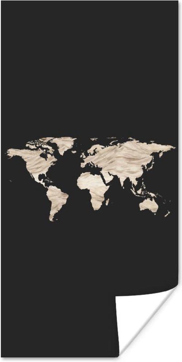 Wereldkaarten - Wereldkaart - Hooi - Bruin - 80x160 cm