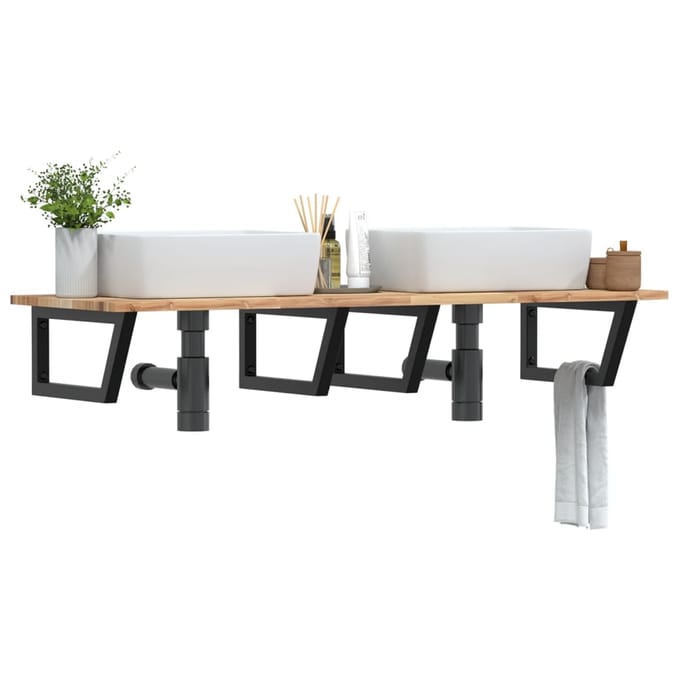 vidaXL - Badkamer - wandschap - staal - en - massief - acaciahout