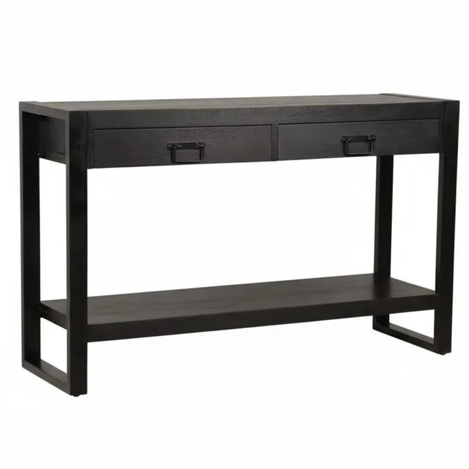 Bijzettafel 120cm duurzaam mangohout Vera zwart industrieel side table