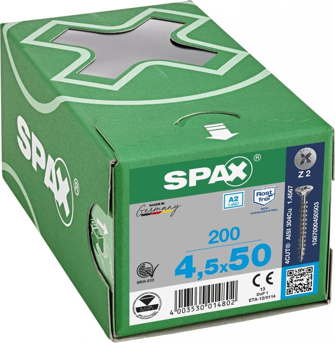 Spax Spaanplaatschroef RVS PK 4.5 x 50 (200) - 200 stuks
