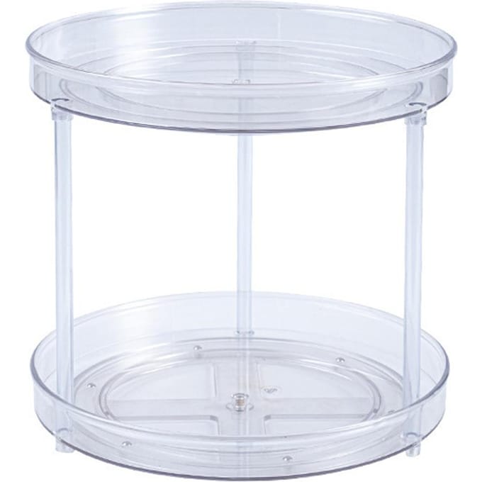 Organisateur rotatif Transparent Double couche, support d'assaisonnements de cuisine rotatif, étui maquillage Small transparent