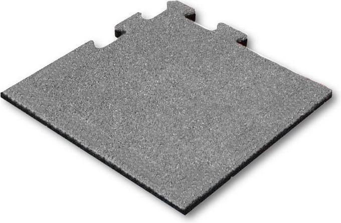 Rubber tegel 25 mm - 50 x 50 cm - Grijs - Puzzelsysteem - Hoekstuk