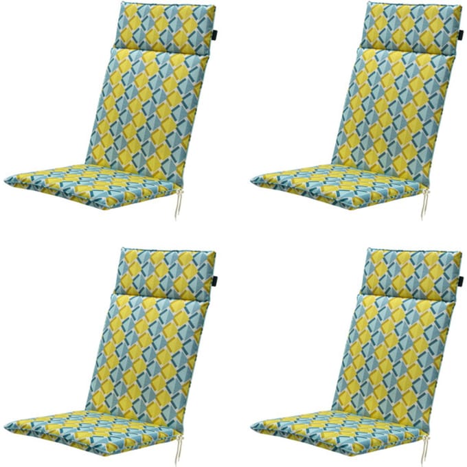 Madison - Tuinstoelkussen Hoge Rug Siem yellow - Ca. 120x50 cm - Set van 4