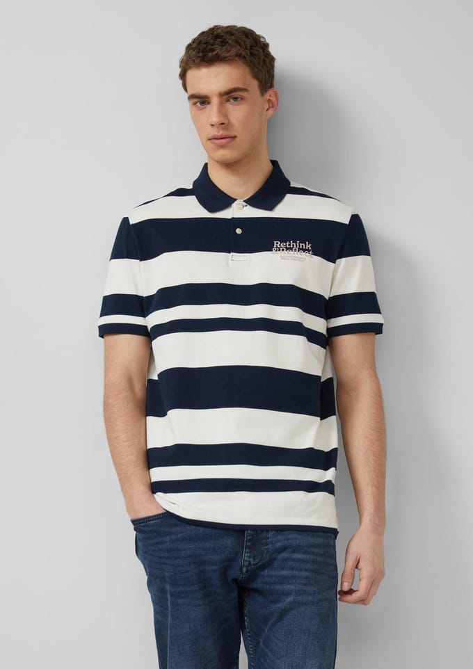s.Oliver - male - Poloshirt met strepen en borduursel