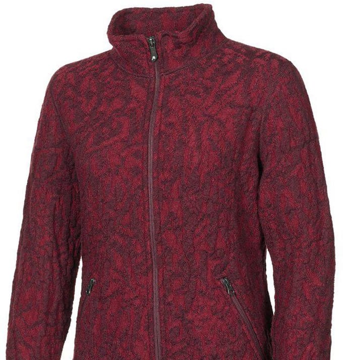 Ivanhoe dames wollen full-zip vest Tuva Jaquard Deep Red - Rood