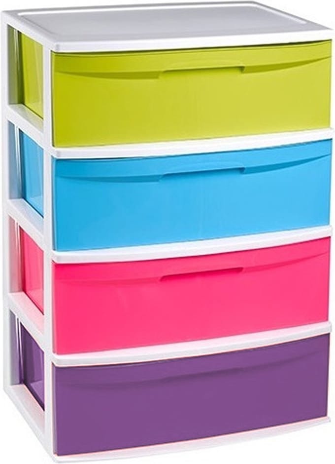 PlasticForte Ladekast - 4 lades - organizer - gekleurd - 40 x 56 x 80 cm