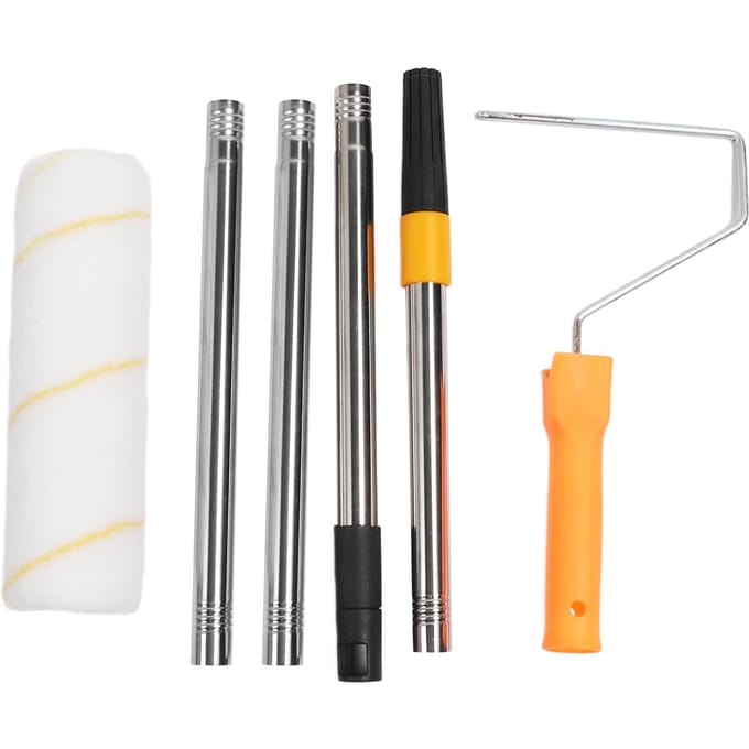 3,9ft Verfroller Verlengstok Kit met 9in Rollerborstel Afneembare Telescopische Lange Verfroller gray