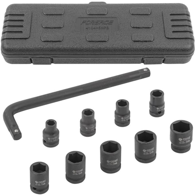 Forsage - Dopsleutelset - 10-24mm - 9 Stuks - 1/2'' Vierkant