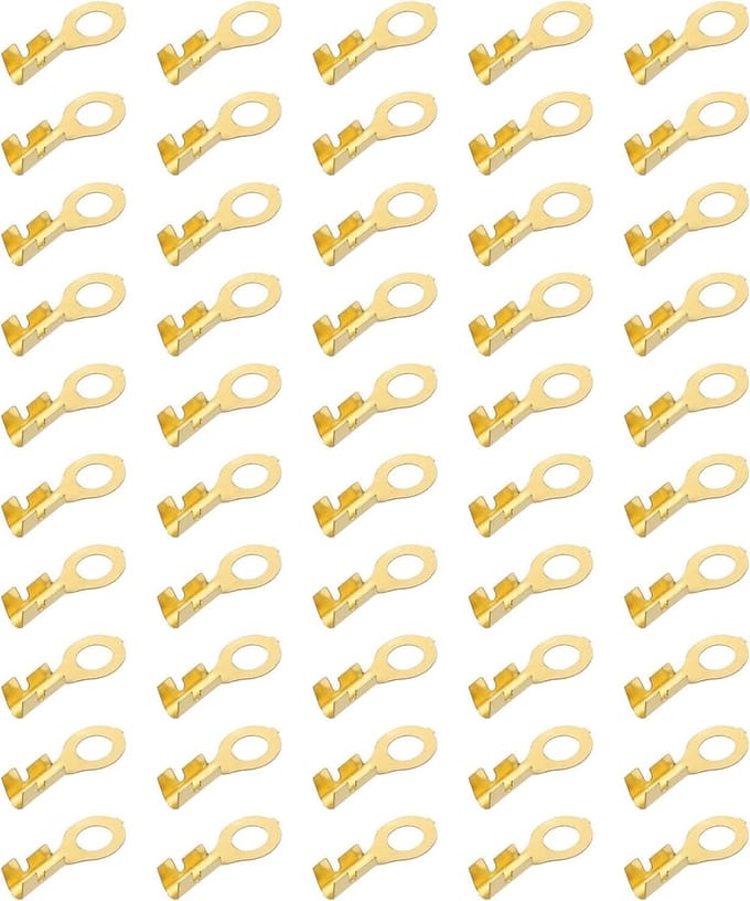 50 Stuks Koperen Ring Terminals, M4 Draadkabel met Open Barrel Ring Lugs voor Verlichting en Aarding