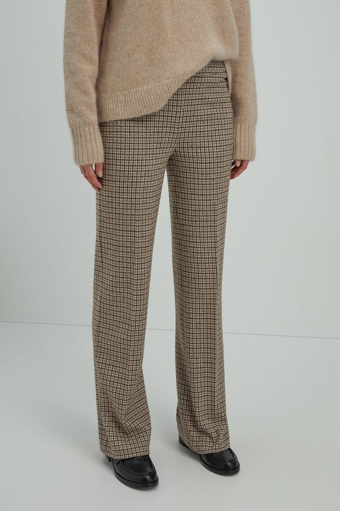 Josephine & Co Kyano Pants Sand Check Maat: 36 | Pantalons Outlet | Dames | Beige