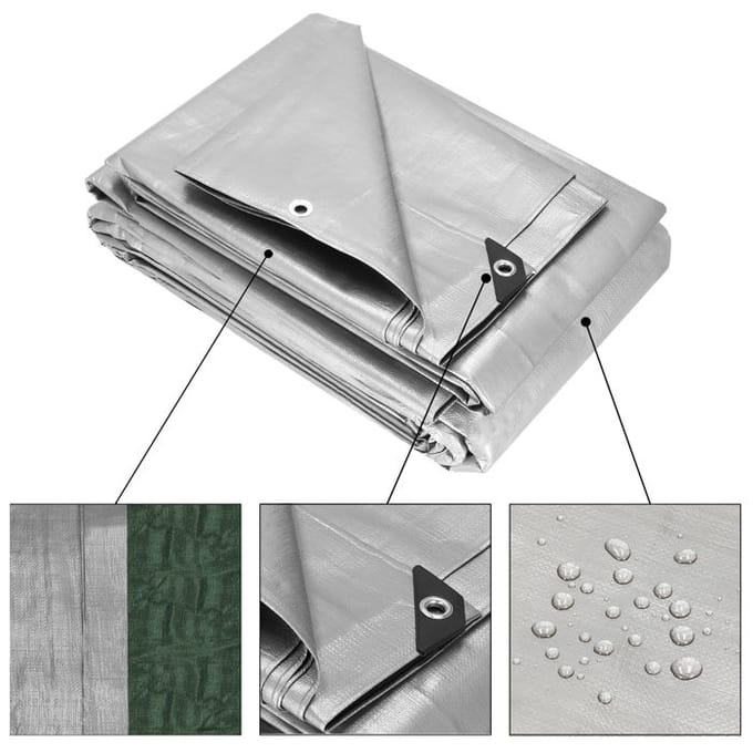 Springos Afdekzeil | Dekzeil | Zeildoek | Waterdicht | PVC | 6 x 8 m | 130 g/m2 | Grijs