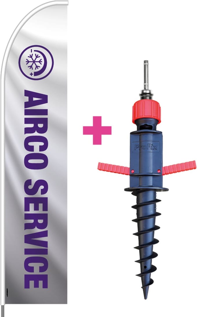 Beachflag - Airco Service - Vlag + Grondboor + Rotator + Hengelsysteem + Draagtas - Actievlag.nl