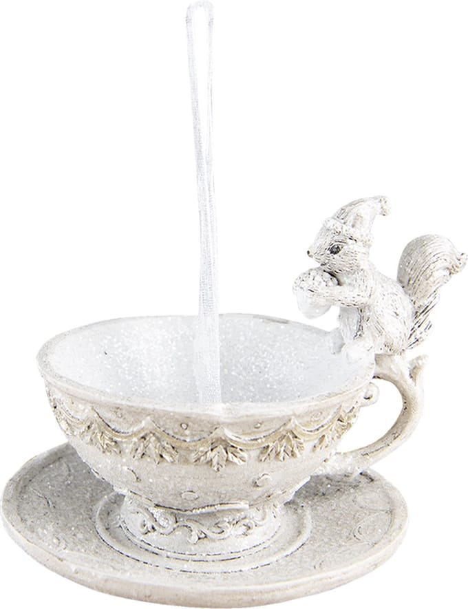 Clayre & Eef Hangers 7 cm Wit Kunststof Kersthangers