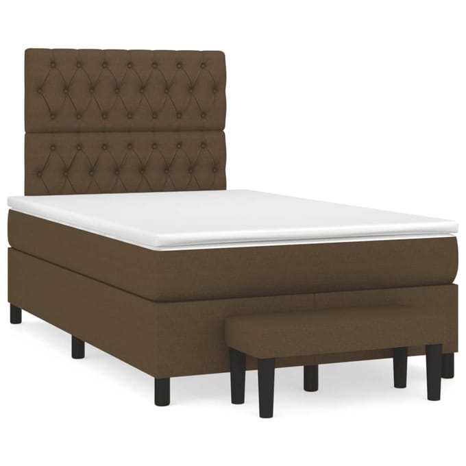 vidaXL - Boxspring - met - matras - stof - donkerbruin - 120x190 - cm