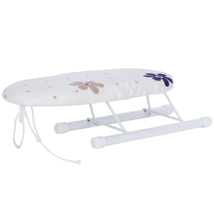 Mini Planche à Repasser Pliable Manches Poignets Cols Table à Repasser pour Maison Voyage Utilisation Bouquet de Fleurs white