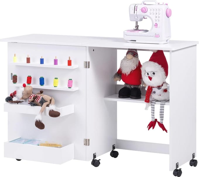 Opvouwbare Naaitafel - Multifunctioneel Knutselstation met Compact Ontwerp en Wielen