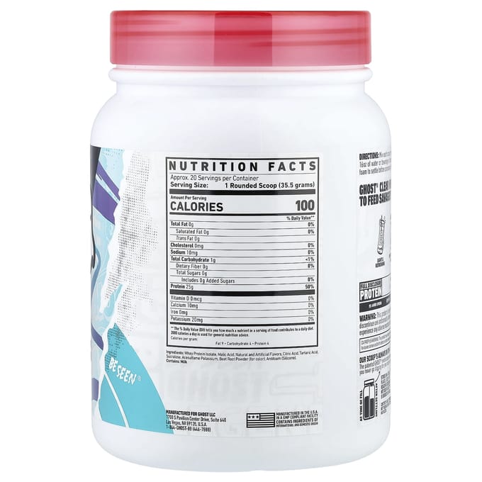 Ghost Whey Eiwitisolaat, Aardbei Watermeloen, 710g (0,71 kg)