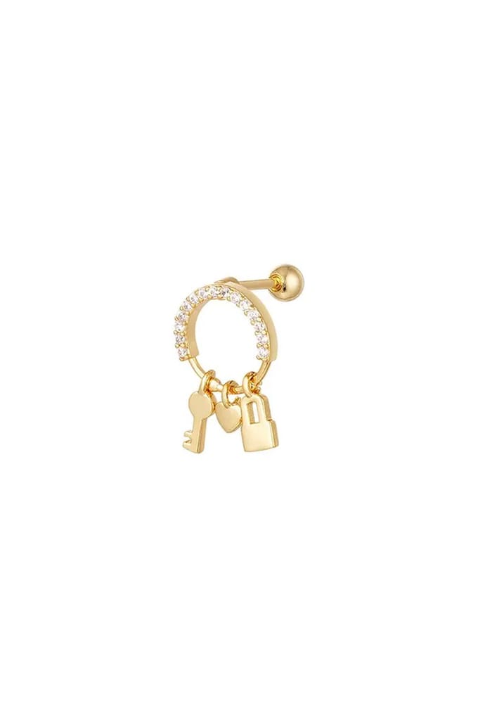 Piercing met bedels en zirkonia Goud Koper