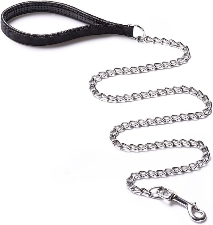 Anti-Bite Metal Dog Leash with PU Leather Handle for Puppy Small Medium Large Dogs (180cm)