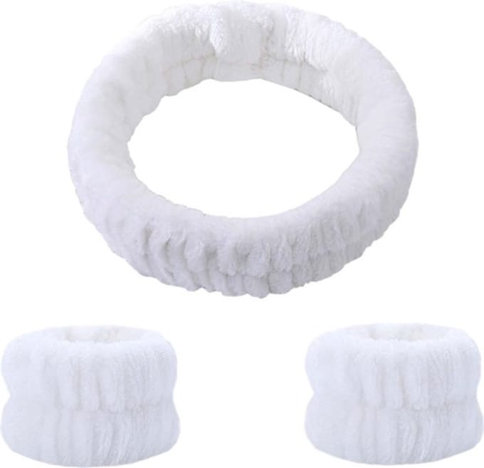 Haarband en Polsbandjes Set Wit