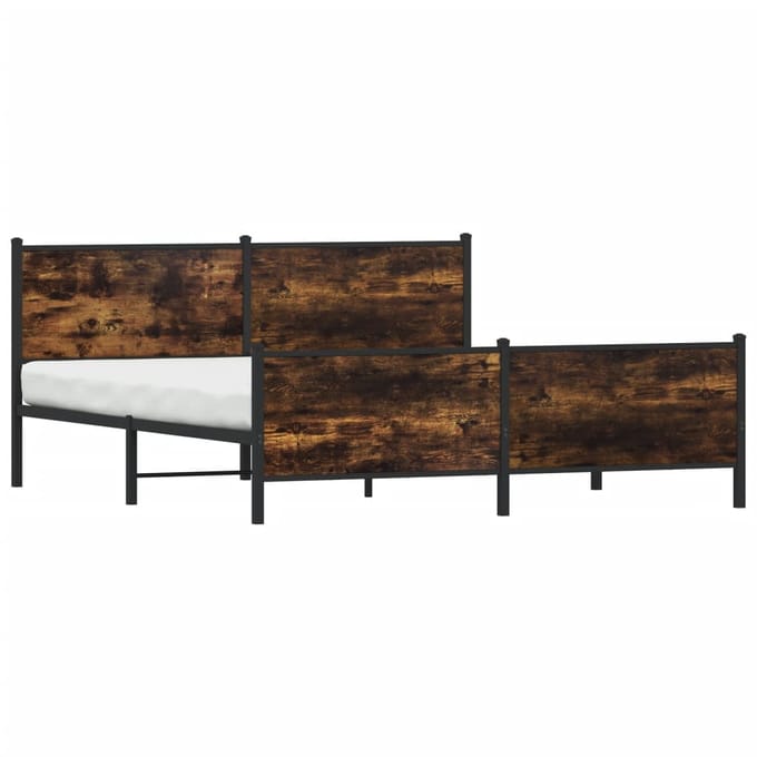 vidaXL - Bedframe - zonder - matras - metaal - gerookt - eikenkleurig - 183x213 - cm