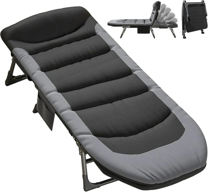 Inklapbaar Campingbed XXL met Verstelbare Rugleuning - Extra Breed en Lichtgewicht