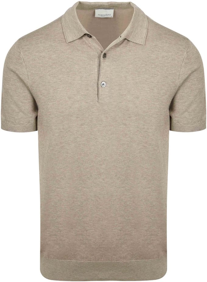 Profuomo Knitted Poloshirt Beige - Maat M - Heren
