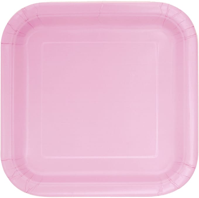 UNIQUE - 14 lichtroze vierkante kartonnen borden 22 cm voor een pastelfeest