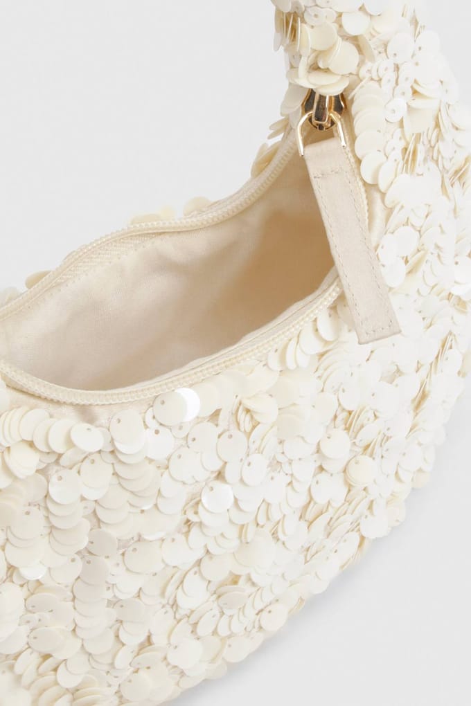 boohoo Dames Sequin Versierde Schoudertas | Cream