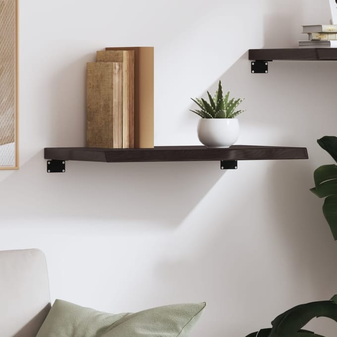 vidaXL - Wandschap - 60x40x(2-4)cm - behandeld - massief - eikenhout - donkerbruin