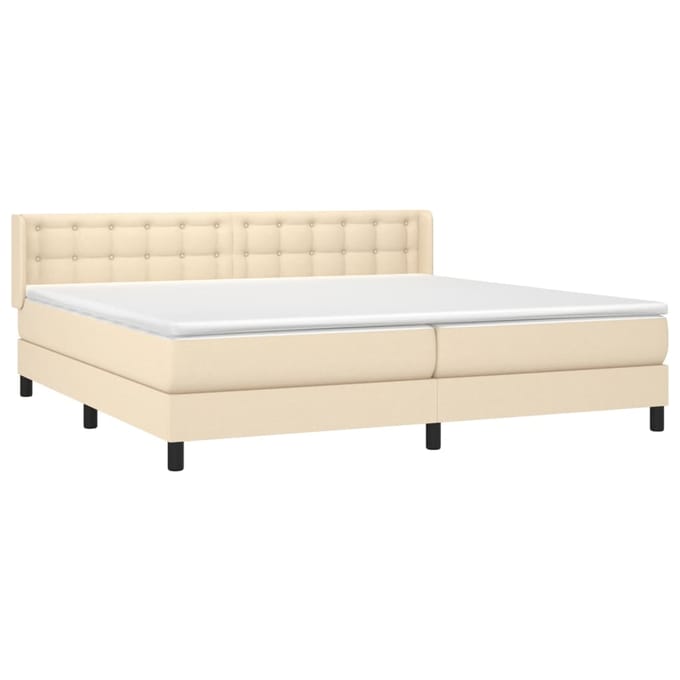 vidaXL - Boxspring - met - matras - stof - crèmekleurig - 200x200 - cm