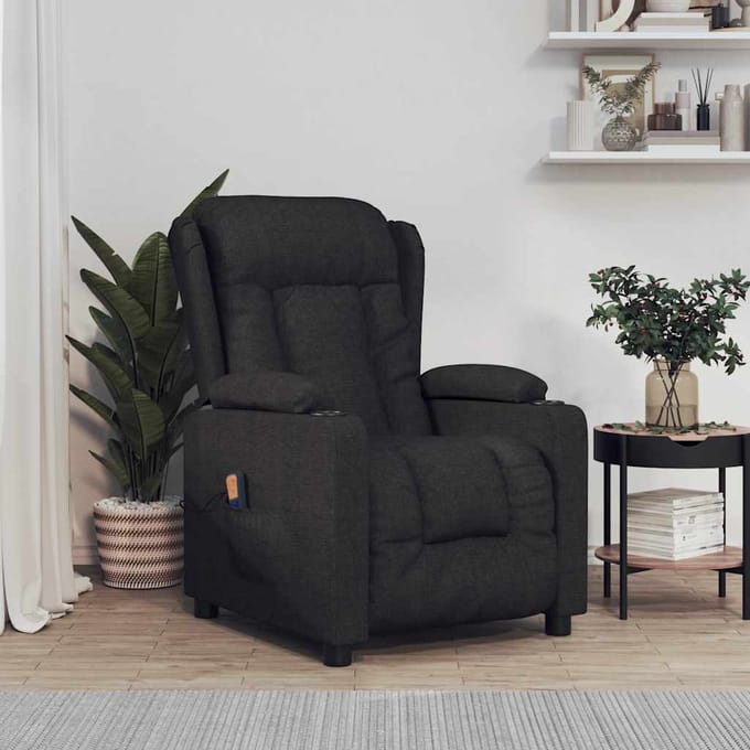 vidaXL - Massagestoel - stof - zwart