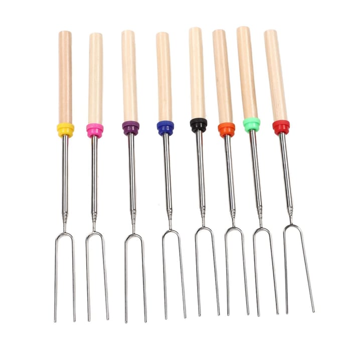 8 Stuks Telescopische Uitschuifbare Marshmallow Roosterstokken Marshmallow Stokjes Kit Uitschuifbare Rooster L gray