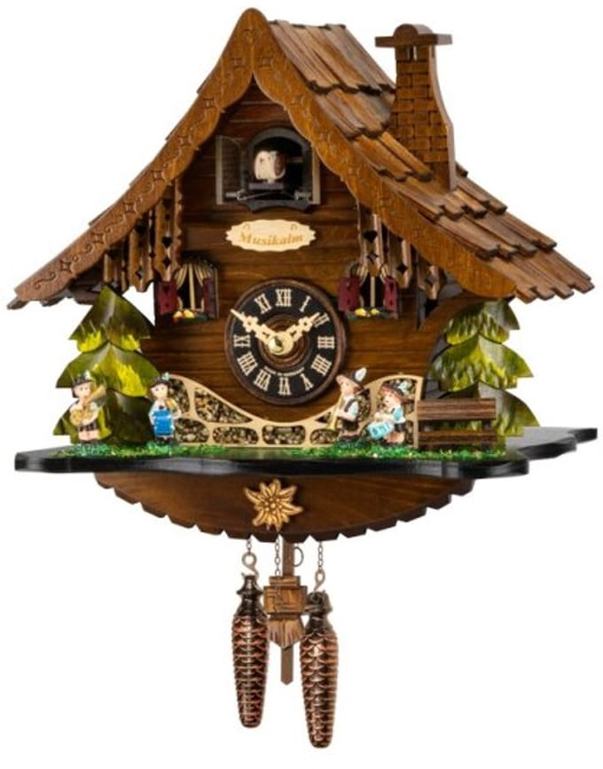 Engstler - 47111_Q - Koekoeksklok - Kwarts - Notenhout - 25 cm