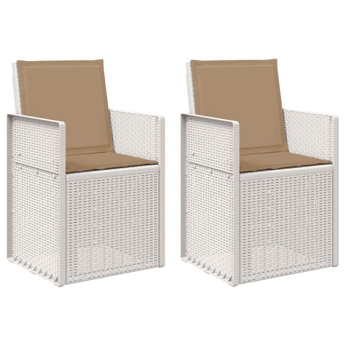 vidaXL - Tuinstoelen - 2 - st - Wit - en - Taupe - PP