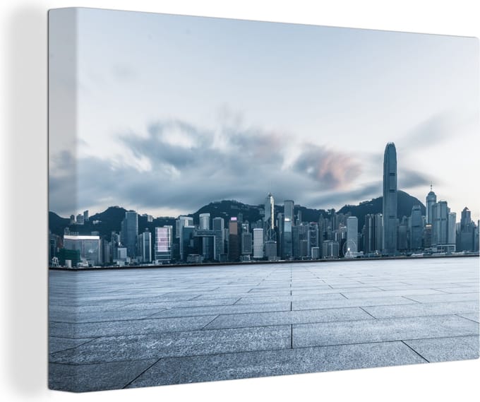 Canvas Schilderij Stad - Hong - Kong - Architectuur - 30x20 cm - Wanddecoratie
