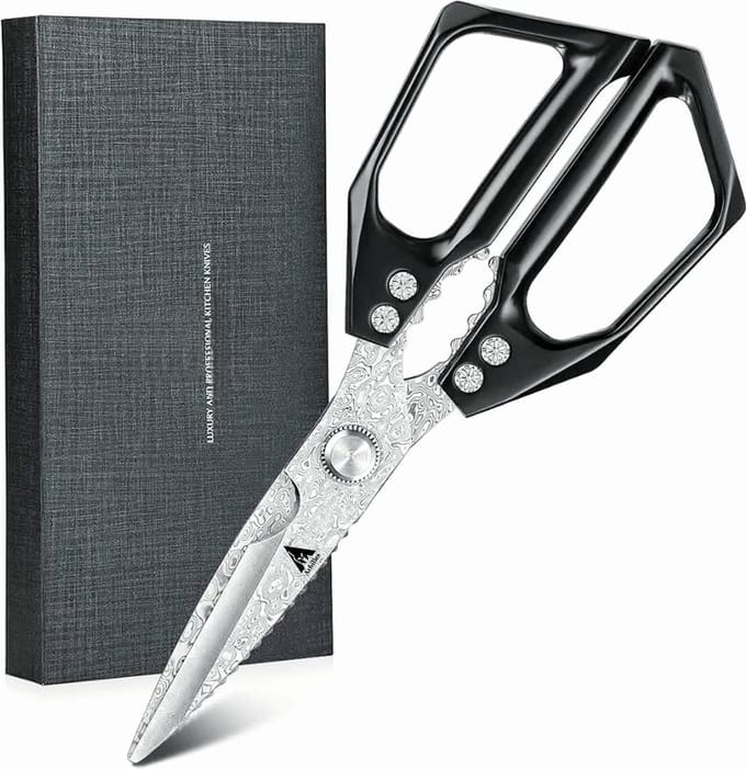 Achilles® Keukenschaar voor Professionele Gebruik - Damascus Staal - Vleesschaar